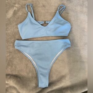 Light Blue Ribbed Bikini Set